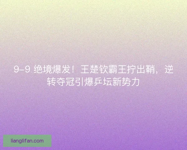 9-9 绝境爆发！王楚钦霸王拧出鞘，逆转夺冠引爆乒坛新势力