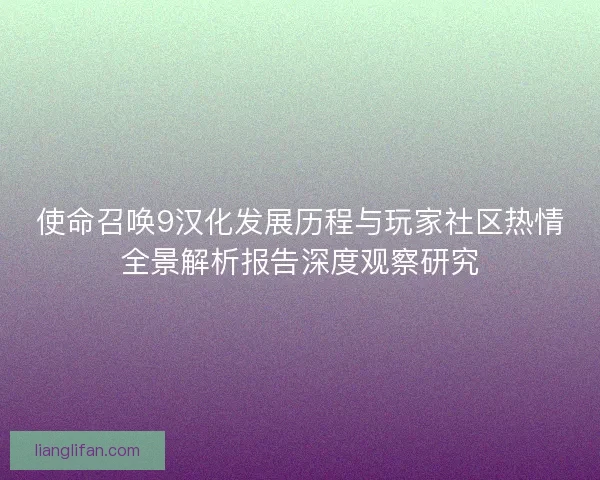 使命召唤9汉化发展历程与玩家社区热情全景解析报告深度观察研究